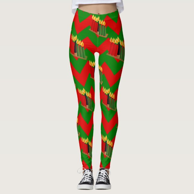 Zickzack Weihnachtsfeste Leggings (Vorderseite)