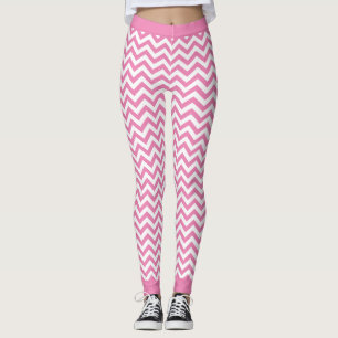 Zickzack, weißes und hellrosa Muster Leggings