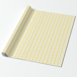 Zickzack Wrapping Paper - Goldenes Gelb auf Weiß Geschenkpapier