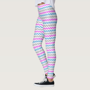 Zickzack Zag-Muster in Rosa, Blau und Grau Leggings