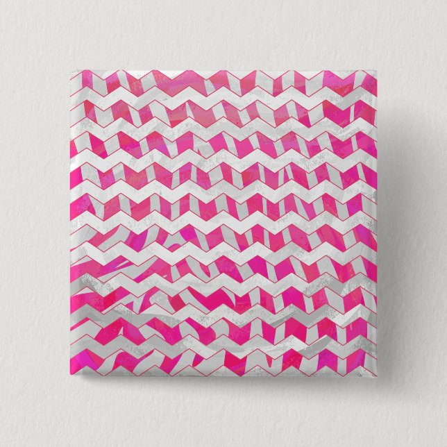 Zickzack Zebra in Pink und Weiß Button (Vorderseite)