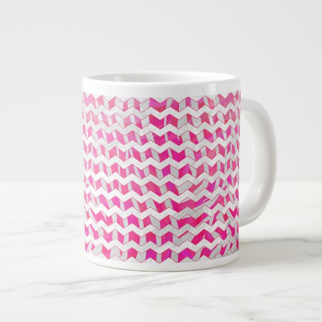 Zickzack Zebra in Pink und Weiß Jumbo-Tasse (Vorderseite Rechts)