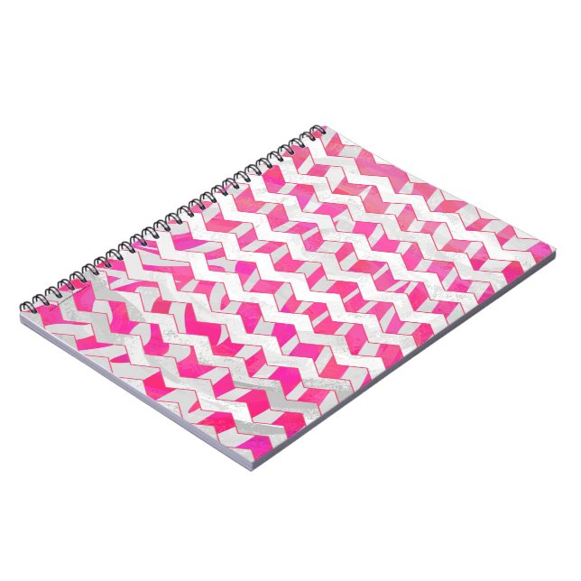 Zickzack Zebra in Pink und Weiß Notizblock (Linke Seite)
