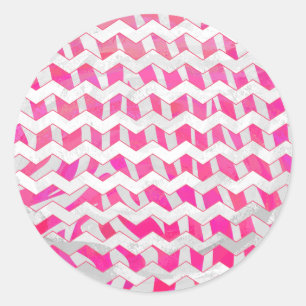 Zickzack Zebra in Pink und Weiß Runder Aufkleber