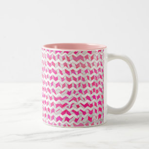 Zickzack Zebra in Pink und Weiß Zweifarbige Tasse