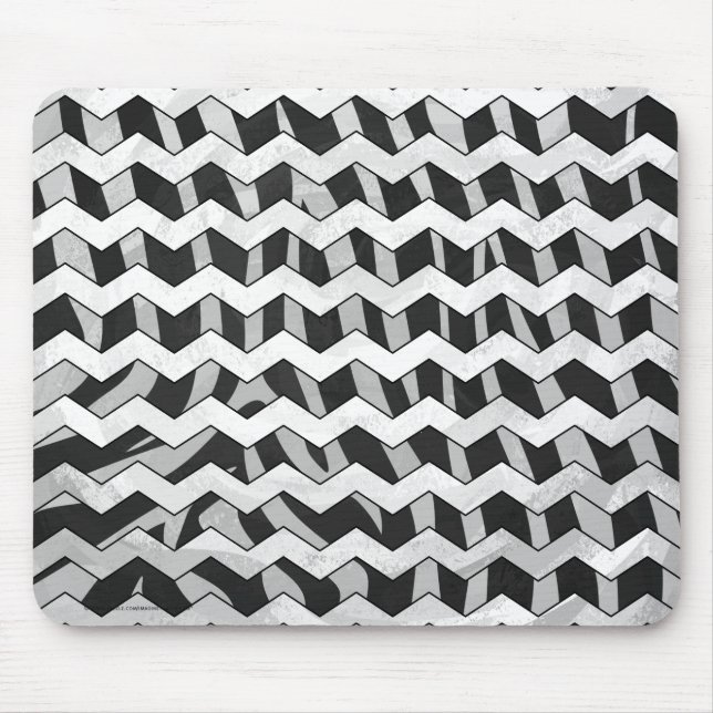 Zickzack Zebra-Muster in Schwarz und Grau Mousepad (Vorne)