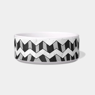 Zickzack Zebra-Muster in Schwarz und Grau Napf