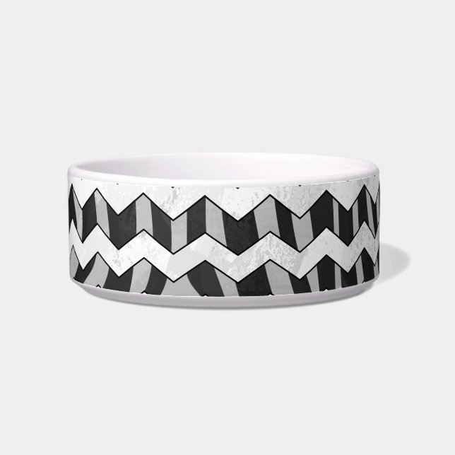 Zickzack Zebra-Muster in Schwarz und Grau Napf (Rechts)