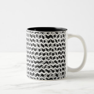 Zickzack Zebra-Muster in Schwarz und Grau Zweifarbige Tasse