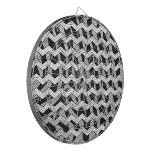 Zickzack Zebra Schwarz und Grau Dartscheibe