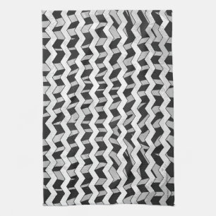 Zickzack Zebra Schwarz und Grau Geschirrtuch