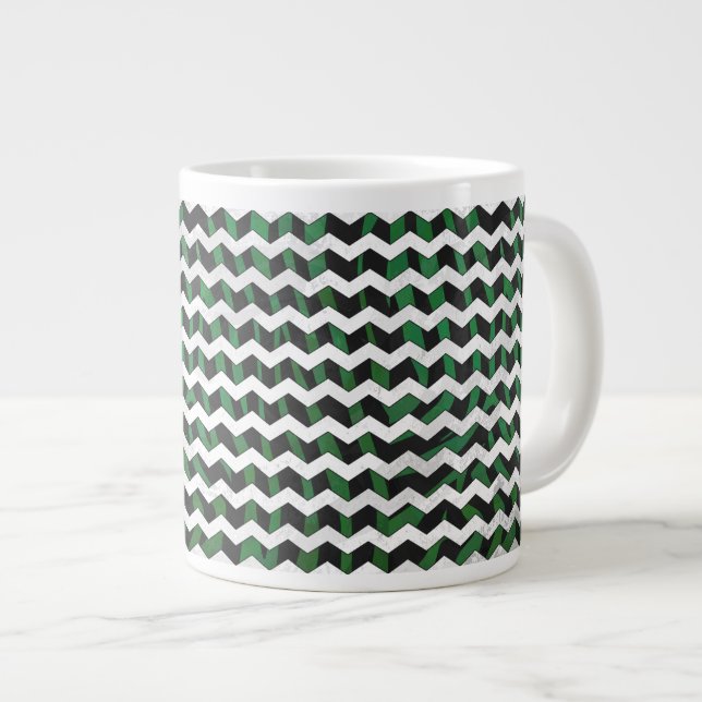 Zickzack Zebra-Schwarz- und Gründrucke Jumbo-Tasse (Vorderseite Rechts)