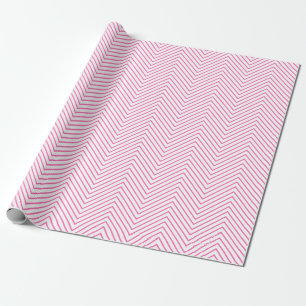 Zickzack Zeilenumbruch Papier - Rosa auf Weiß XL Geschenkpapier