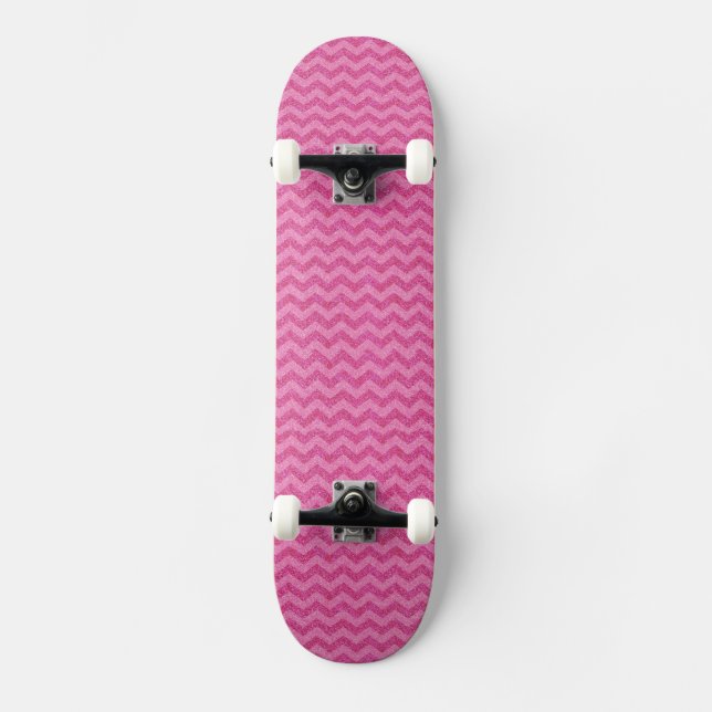 Zickzack Zickzack-Glitzern des rosa Glitters Skateboard (Vorderseite)