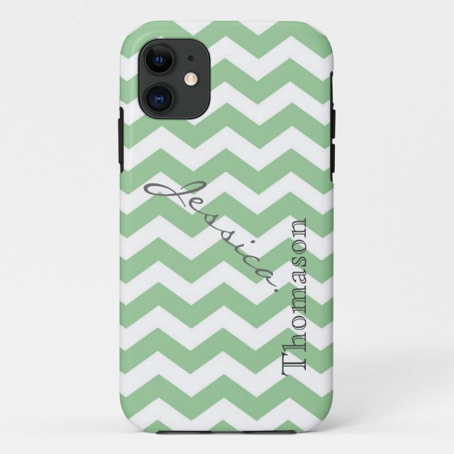 Zickzack Zickzack-Muster in trendy limigrün Case-Mate iPhone Hülle (Rückseite)