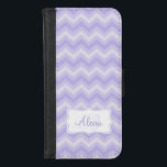 Zickzack Zickzack-Muster lila Klappenbox iPhone 8/7 Geldbeutel-Hülle<br><div class="desc">Moderne zig zag gemusterte Handyabdeckung in lila und grauen Farbtönen. Passen Sie diese gemusterte iPhone-Gehäuseabdeckung mit Ihrem Namen und Ihrer Familie Initial- oder Monogramm an. Derzeit liest Alexia B. Design von Sarah Trett.</div>