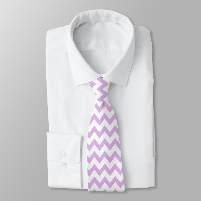 Zickzack Zig Zag Muster Chic Lilac White Scandi Krawatte (Gebunden)