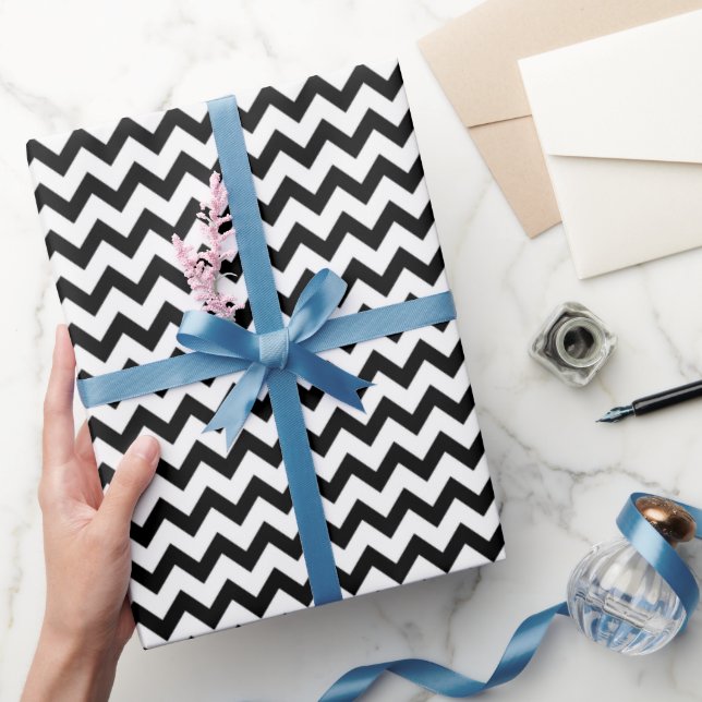 Zickzack Zig Zag Muster Pastel Schwarz-weiß Scandi Geschenkpapier (Schenken)