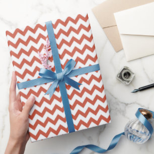 Zickzack Zig Zag Muster Terracotta Weißer Skandal Geschenkpapier