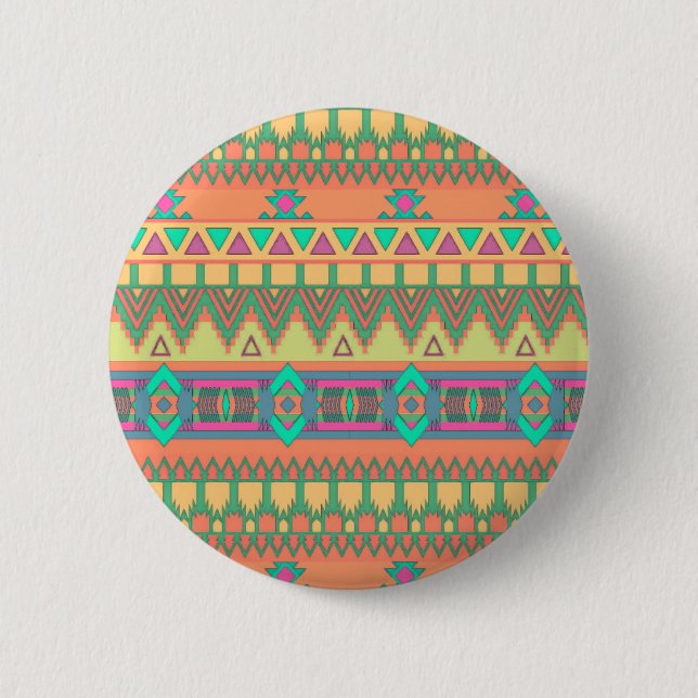 Zickzack Zig Zag Tribal Aztec Ikat Muster Button (Vorderseite)