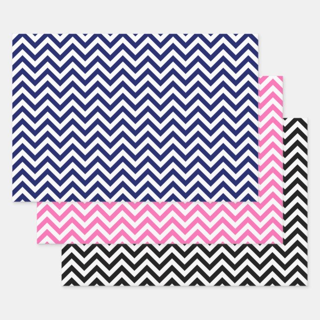 Zickzack ZigZag DIY Muster und Hintergrundfarben Geschenkpapier Set (Set)