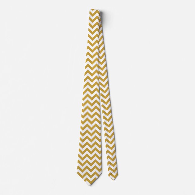 Zickzack Zigzag Lines Satin Sheen Gold Krawatte (Vorderseite)