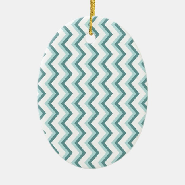 Zickzack ZigZag Muster in Mint Green Keramikornament (Vorne)