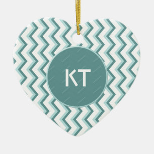 Zickzack ZigZag Muster in Mint Green Keramikornament