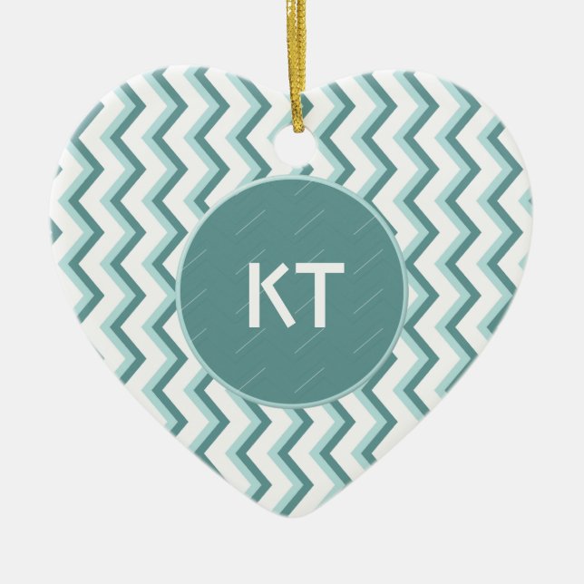 Zickzack ZigZag Muster in Mint Green Keramikornament (Vorne)