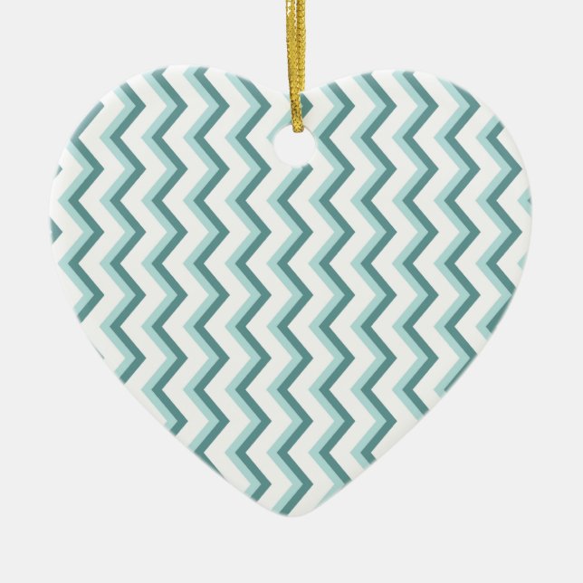 Zickzack ZigZag Muster in Mint Green Keramikornament (Vorne)