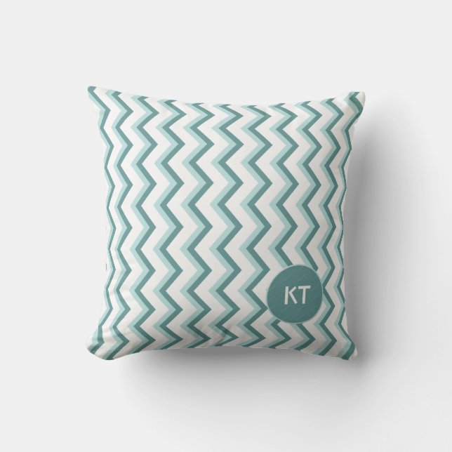 Zickzack ZigZag Muster in Mint Green Kissen (Vorderseite)