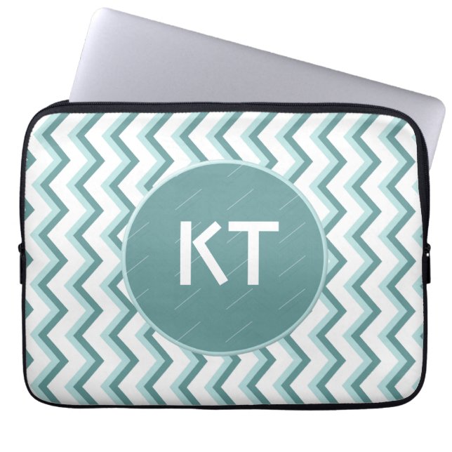 Zickzack ZigZag Muster in Mint Green Laptopschutzhülle (Vorderseite)