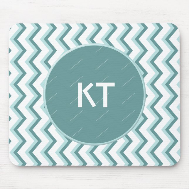 Zickzack ZigZag Muster in Mint Green Mousepad (Vorne)