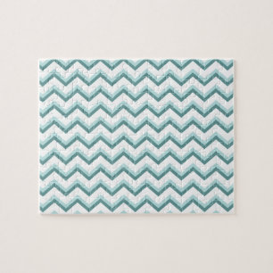 Zickzack ZigZag Muster in Mint Green Puzzle