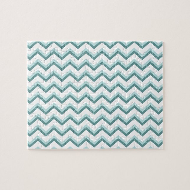 Zickzack ZigZag Muster in Mint Green Puzzle (Horizontal)