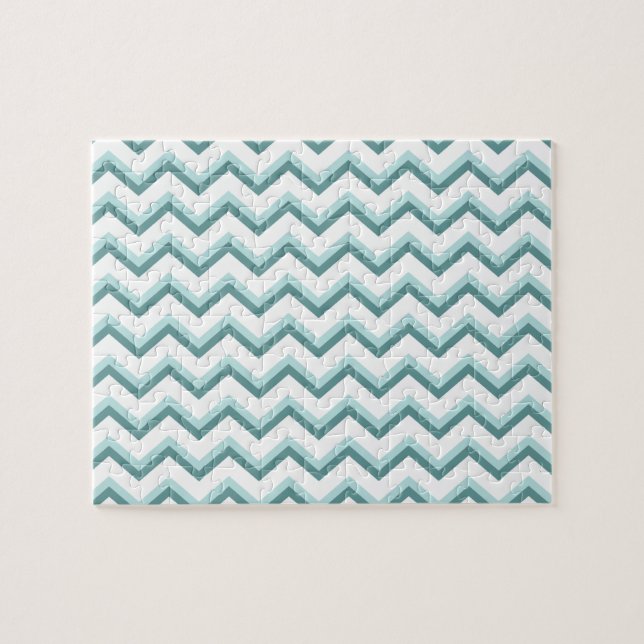 Zickzack ZigZag Muster in Mint Green Puzzle (Horizontal)