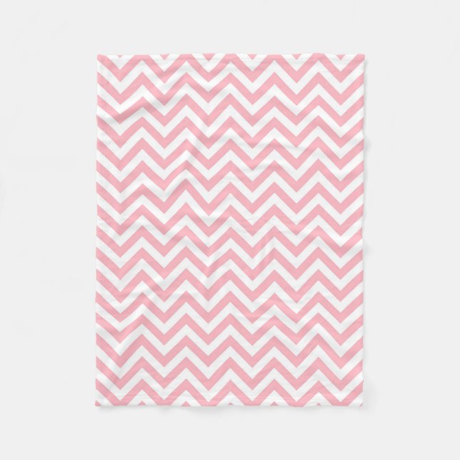 Zickzack ZigZag-Muster in Rosa und Weiß Fleecedecke (Vorderseite)