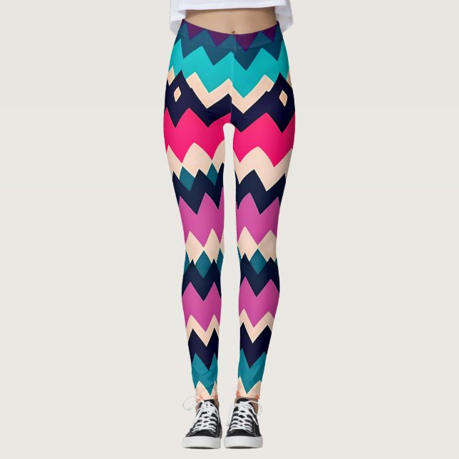 Zickzack Zigzag-Muster Leggings (Vorderseite)
