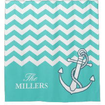 Zickzack Zigzag Muster Nautical Knot Anchor Aqua