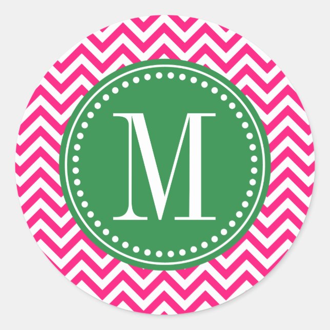 Zickzack Zigzag Personalisiert Monogram Runder Aufkleber (Vorderseite)