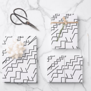Zickzack Zigzag-Streifen Geschenkpapier Set