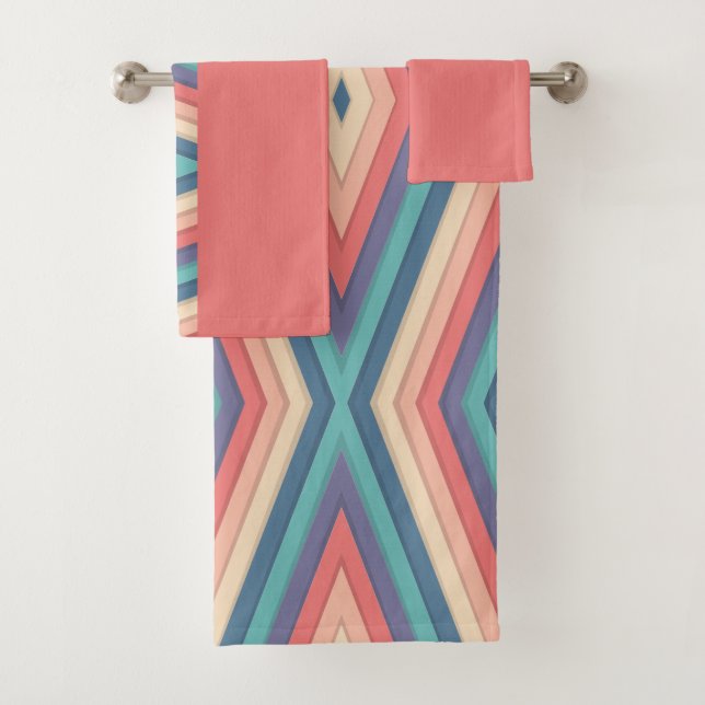 Zickzack Zigzag Streifen Nahtloses Muster Badhandtuch Set (Insitu)