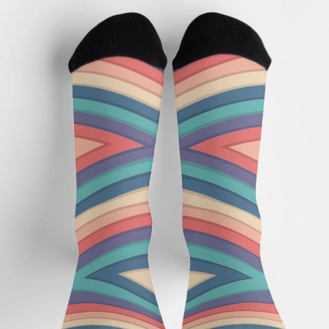 Zickzack Zigzag Streifen Nahtloses Muster Socken (Oben)