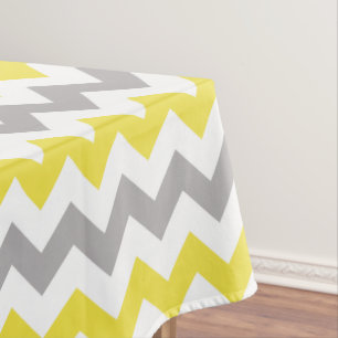 Zickzackmuster, Chevron-Muster, Gelb, Grau Tischdecke