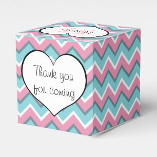 Zickzackmustermonogramm des Pinks und des Aqua Geschenkschachtel