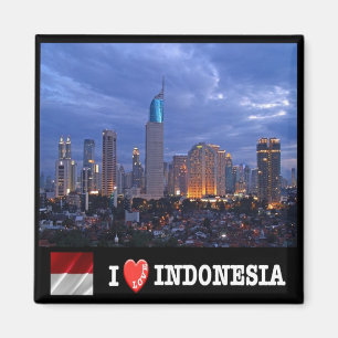 zID016 I Liebe JAKART skyline, Indonesien, Kühlsch Magnet