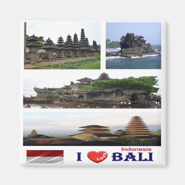 zID022 i Liebe BALI Collage, Indonesien Asien, Küh Magnet (Vorne)