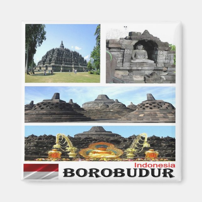 zID026 BOROBUDUR, Indonesien, Asien, Kühlschrank Magnet (Vorne)