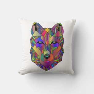 Zidika Vascouver Wolf Aufkleber - Farben Klassisch Kissen