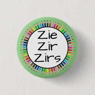 Zie Zir Zirs Pronouns im Zirkel der farbigen Stift Button